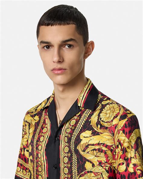 young versace illusion t-shirt|Wild Barocco Illusion Silk Shirt Red,Print .